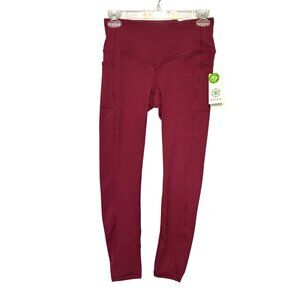 Gaiam Women Om Hi-Rise Karma 7/8 Legging Rhododendron XS Yoga Activewear Pockets